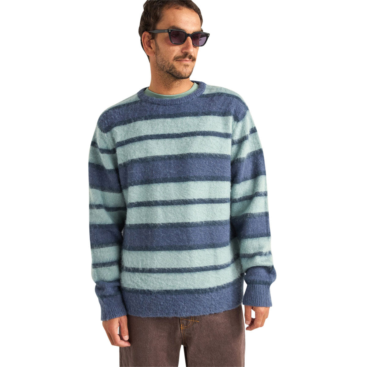 Rhythm Harvey Mohair Stripe Knit Sweatshirt - Blue image 1