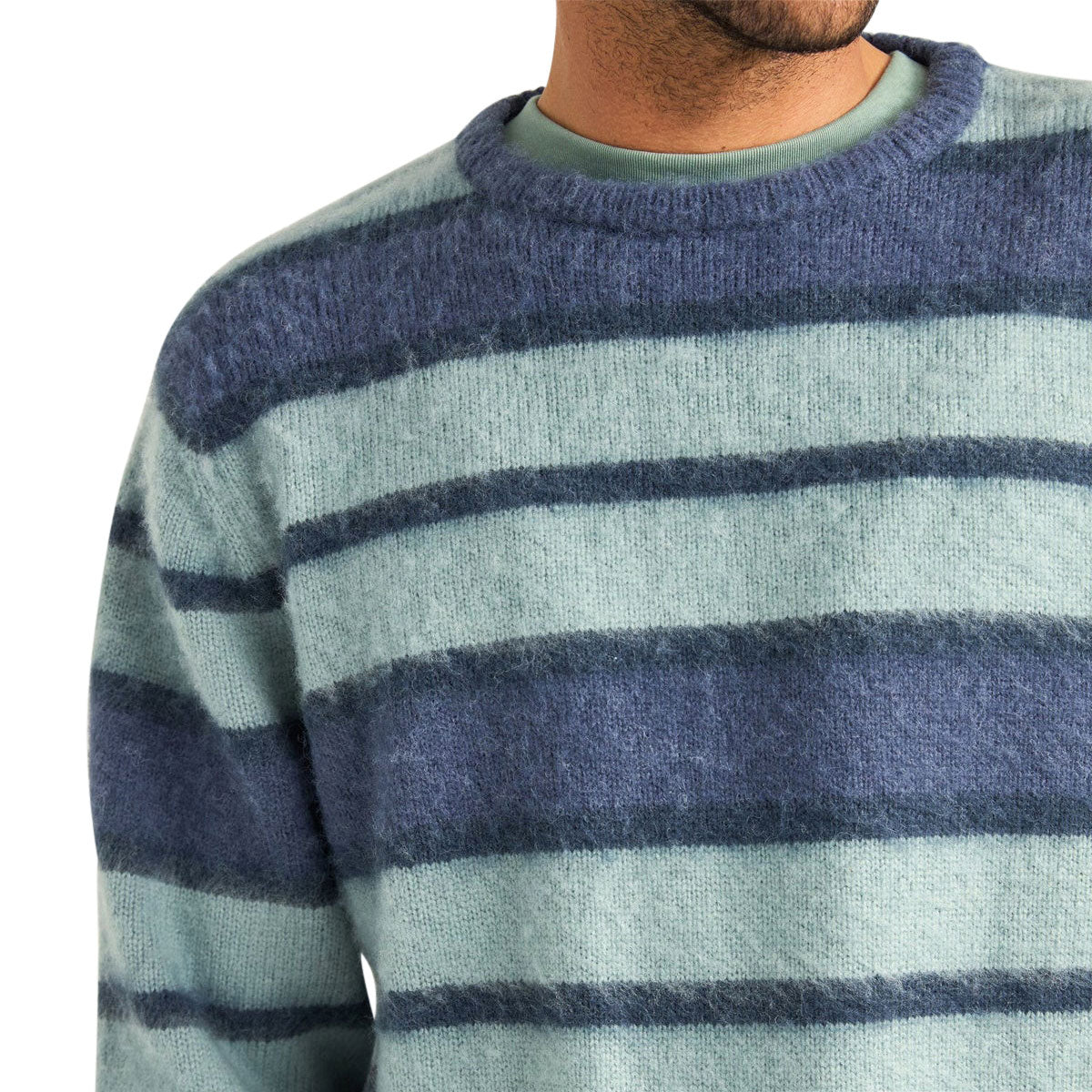 Rhythm Harvey Mohair Stripe Knit Sweatshirt - Blue image 3