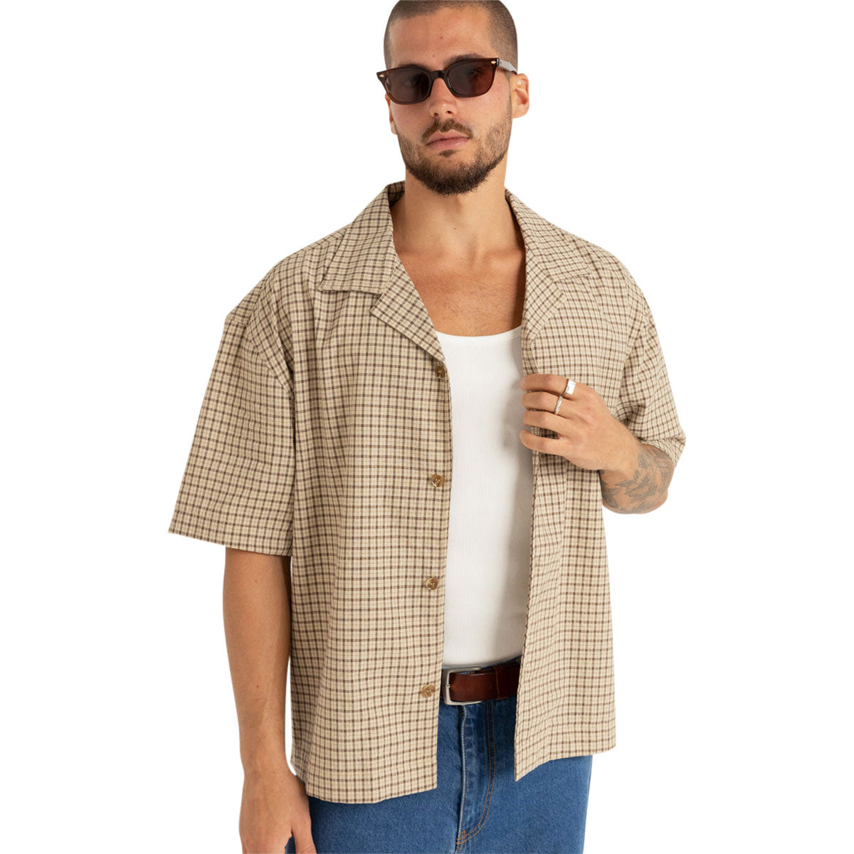 Rhythm Jeremy Check Shirt - Ochre image 1