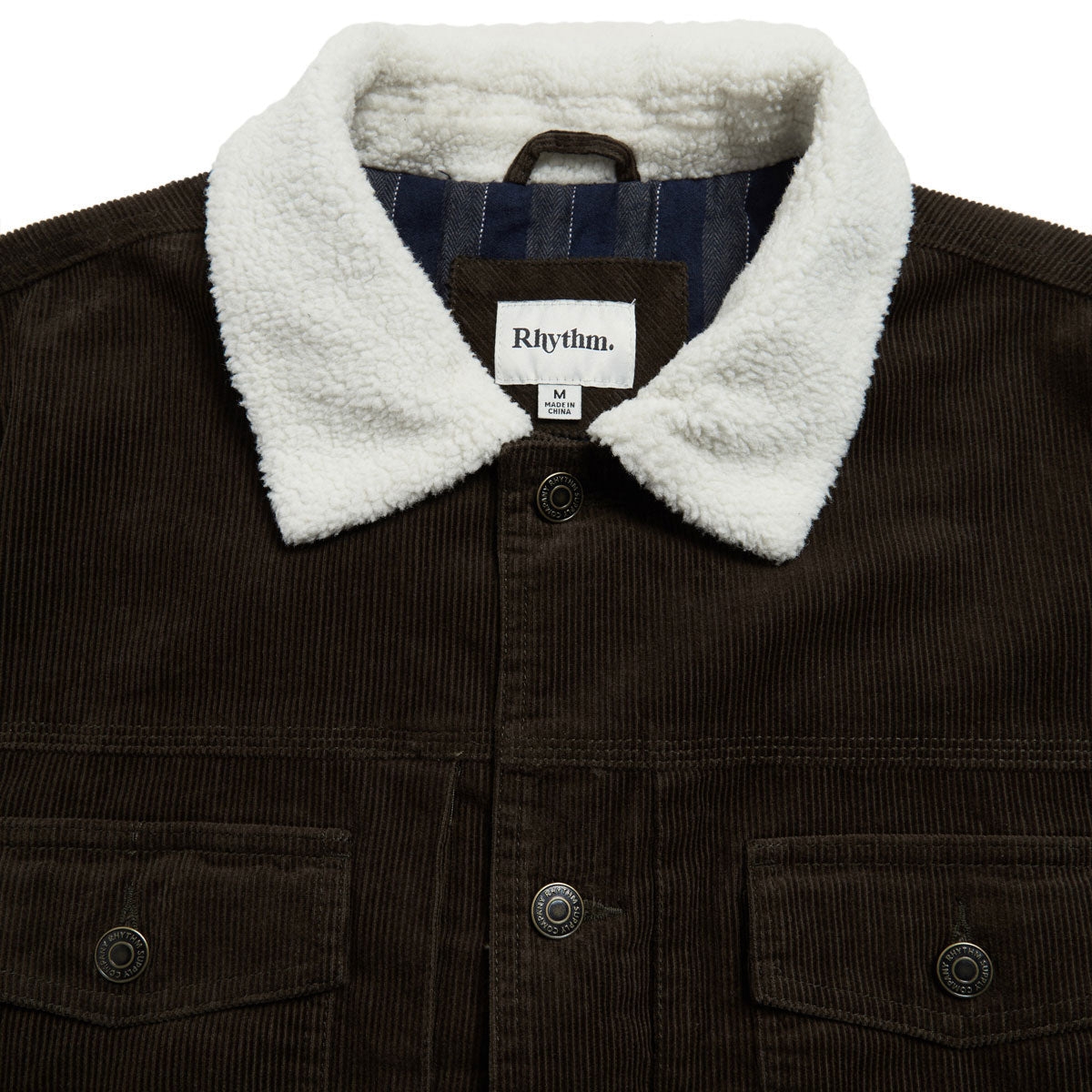 Rhythm Flannel Lined Cord Trucker Jacket - Chocolate image 4