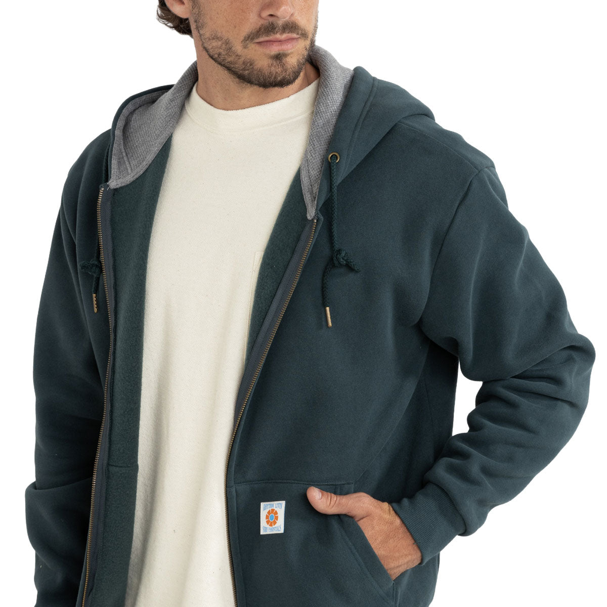 Rhythm Thermal Fleece Zip Hoodie - Dark Pine image 2