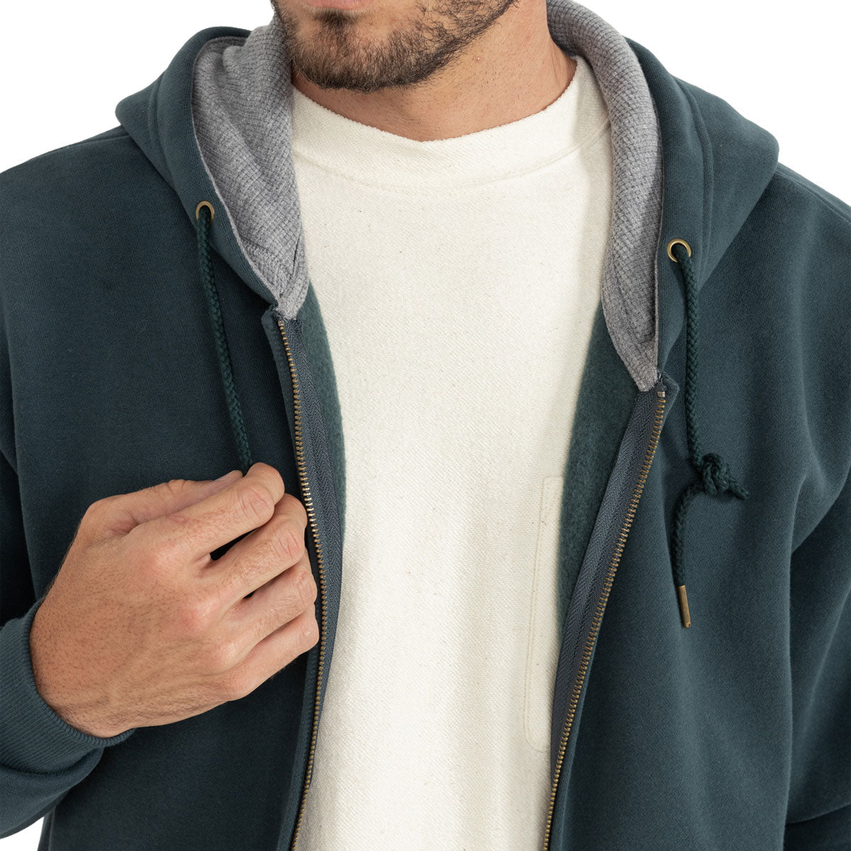 Rhythm Thermal Fleece Zip Hoodie - Dark Pine image 4