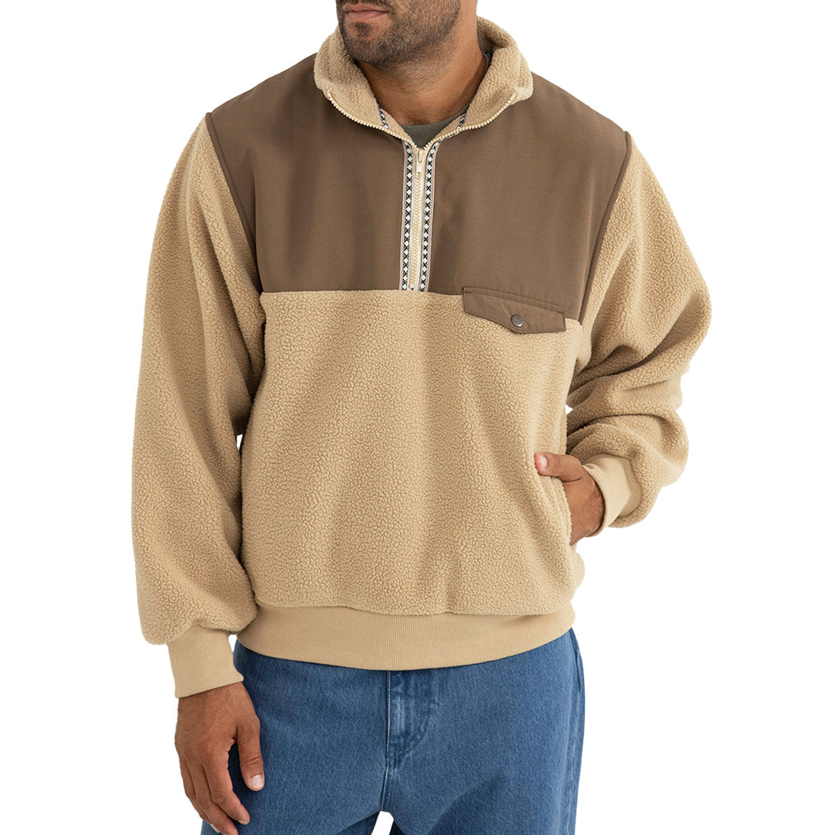 Rhythm Pfeiffer Sherpa Fleece Sweatshirt - Oak image 2