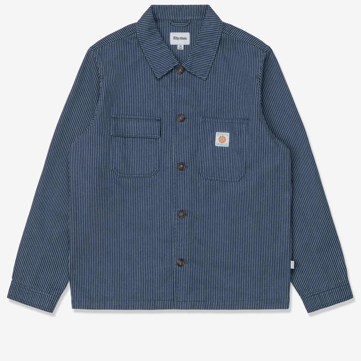 Rhythm Hickory Stripe Work Long Sleeve Shirt - Navy image 1