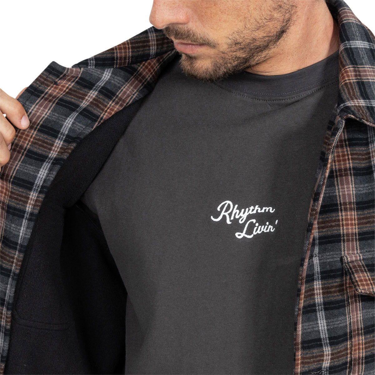Rhythm Polar Bond Long Sleeve Flannel Shirt - Charcoal image 3