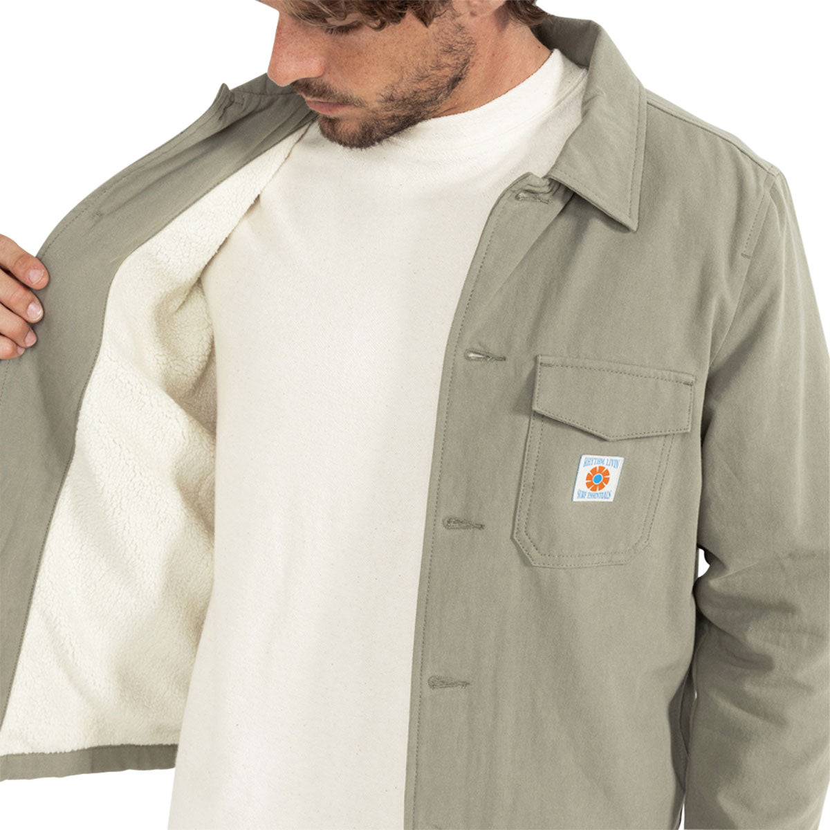 Rhythm Sherpa Lined Work Long Sleeve Shirt - Sage image 2