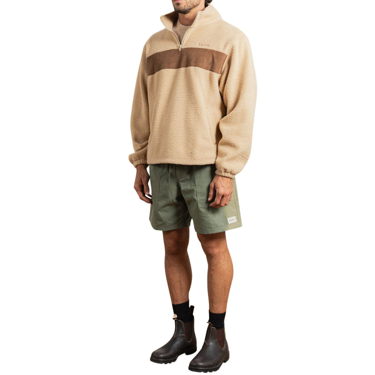 Rhythm Essential Quater Zip Sweatshirt - Ecru image 3