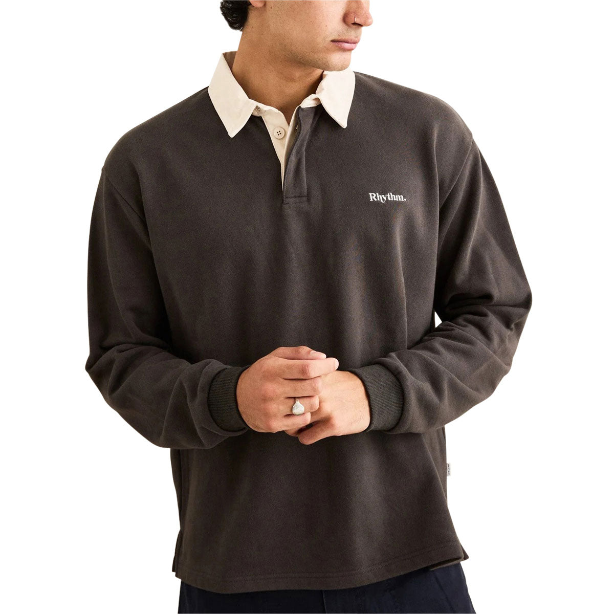 Rhythm Koa Vintage Rugby Long Sleeve Polo Shirt - Olive image 1