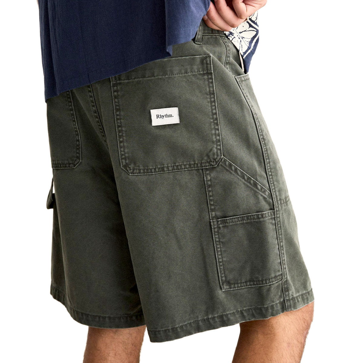 Rhythm Washed Canvas Shorts - Olive image 3