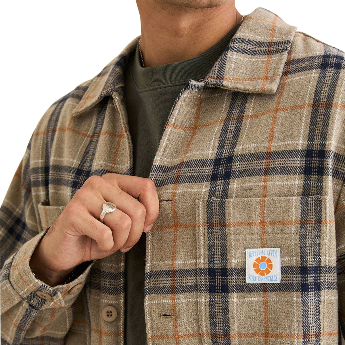 Rhythm Oscar Check Long Sleeve Shirt - Stone image 2