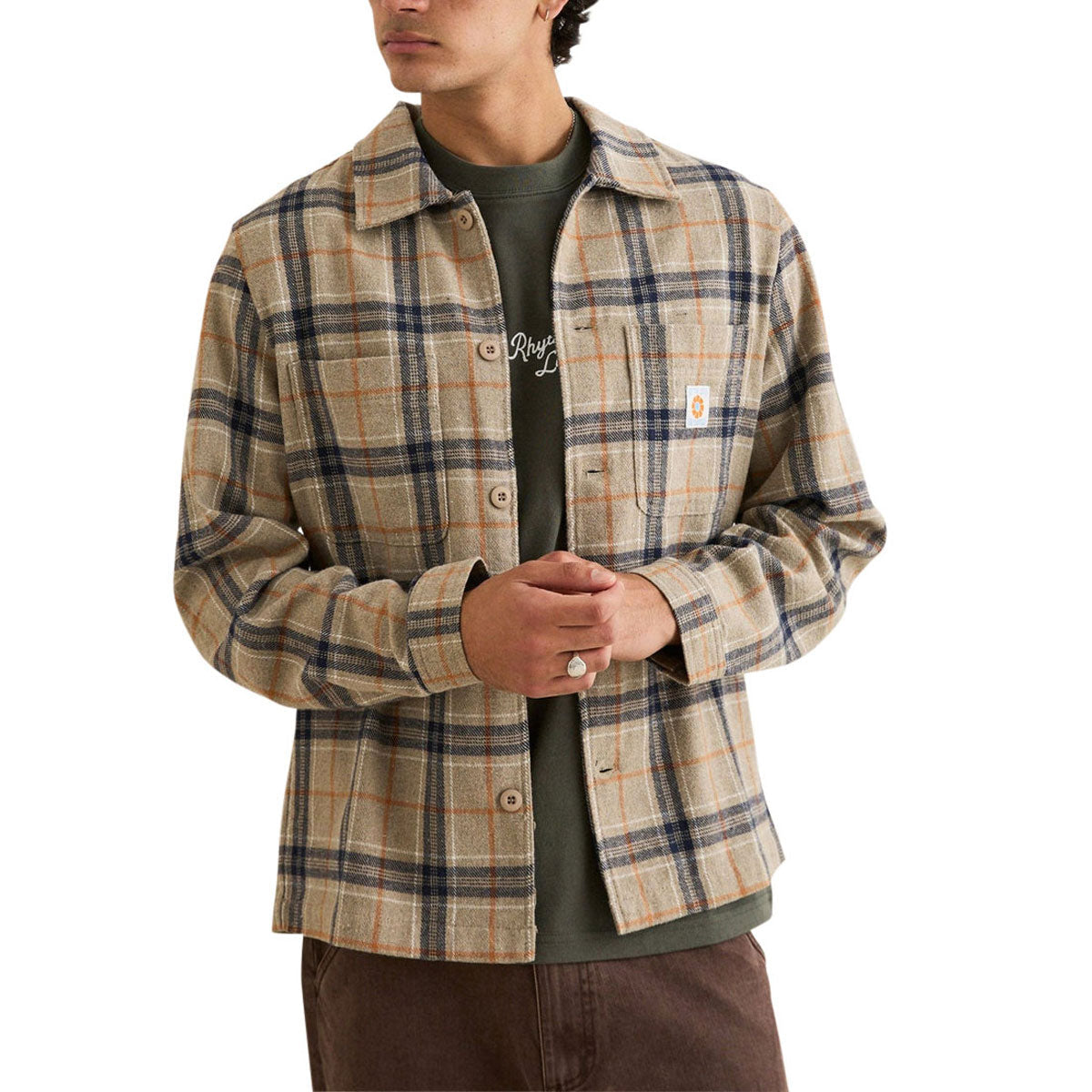 Rhythm Oscar Check Long Sleeve Shirt - Stone image 4