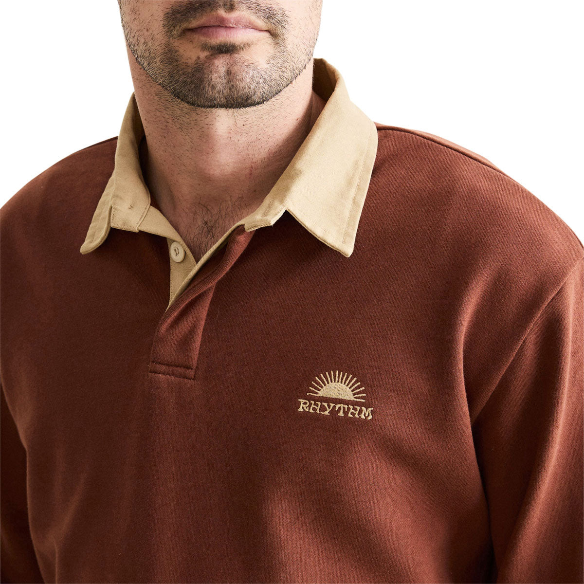 Rhythm Heritage Bloom Long Sleeve Rugby Shirt - Bark image 2