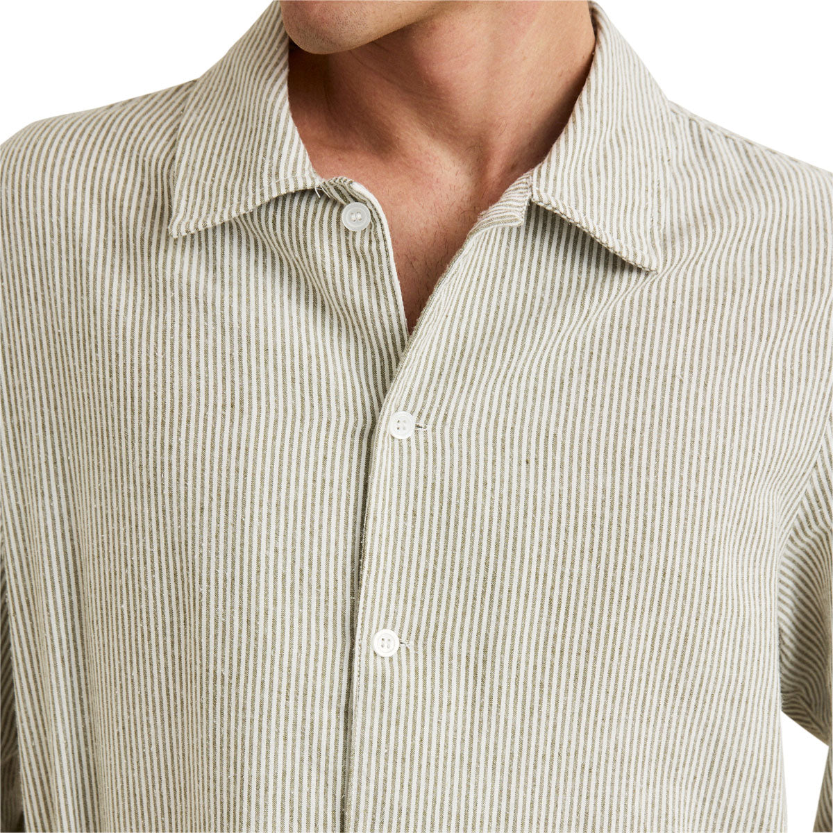 Rhythm Bank Stripe Long Sleeve Shirt - Olive image 2