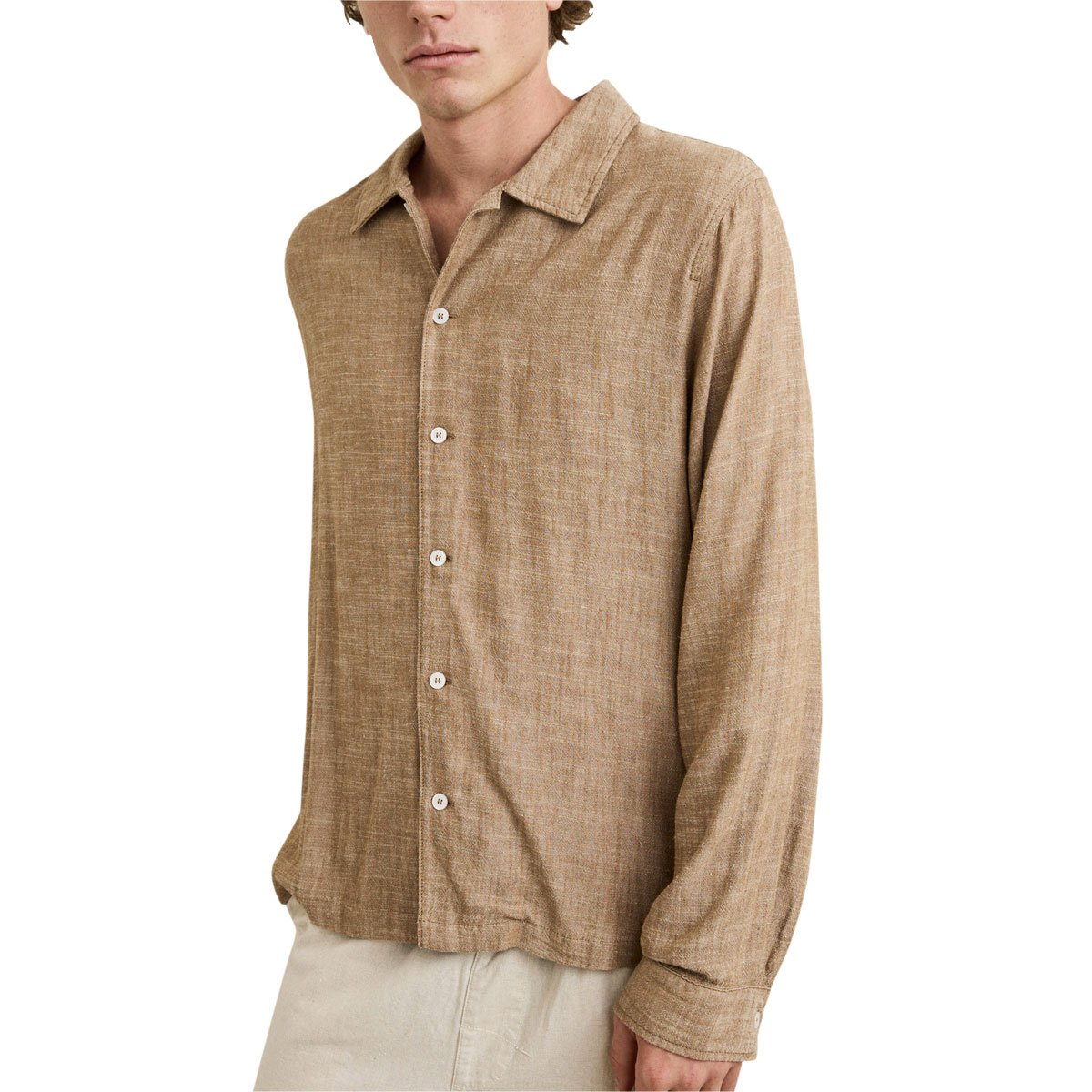 Rhythm Linen Chambray Long Sleeve Shirt - Coffee image 1