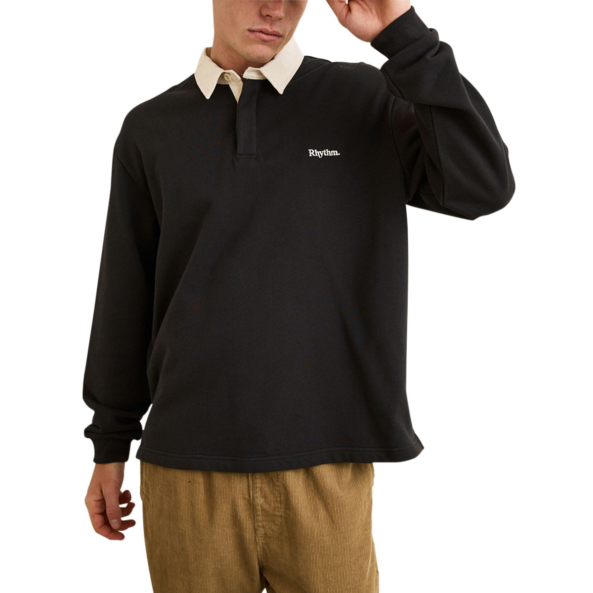 Rhythm Koa Vintage Long Sleeve Rugby Shirt - Black image 1