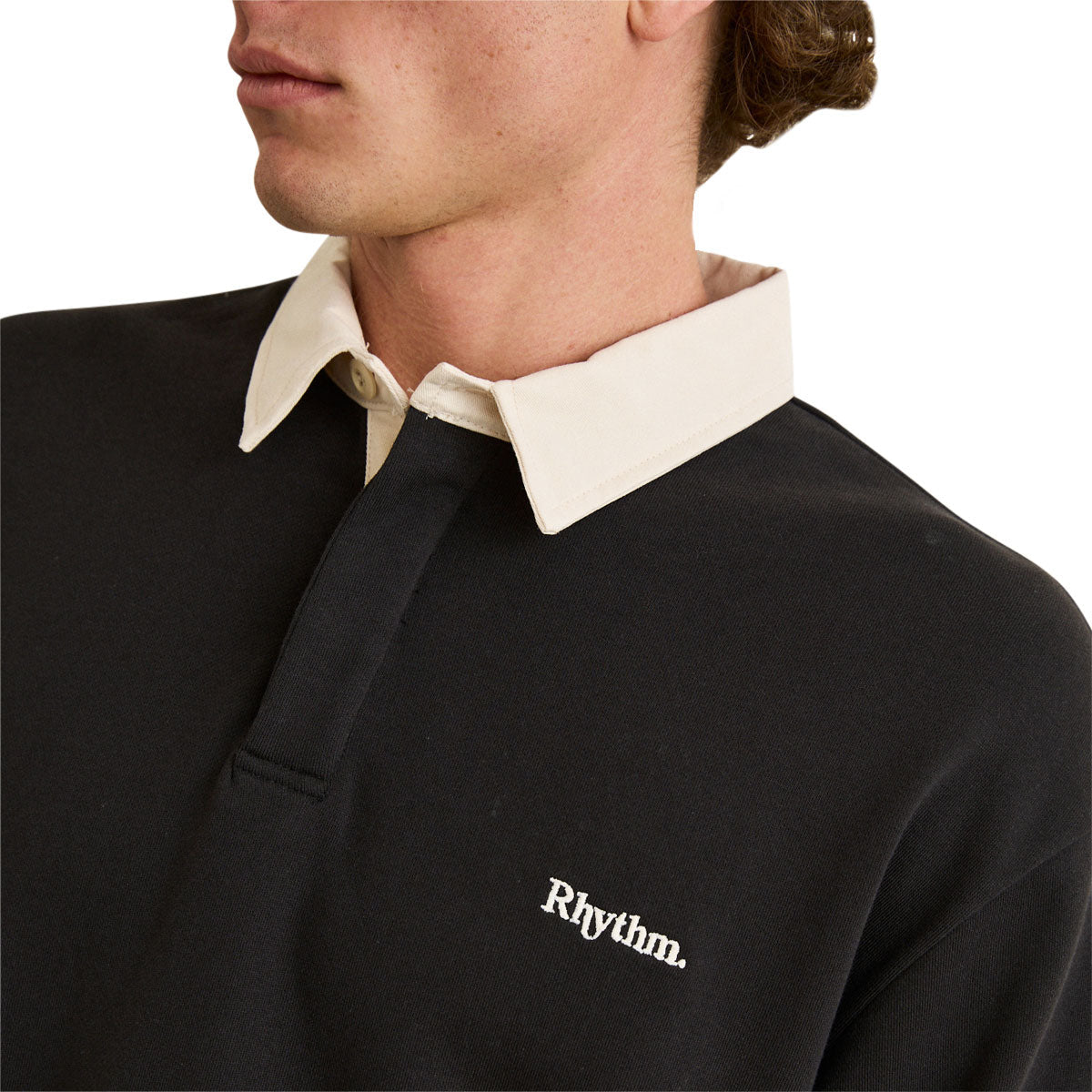Rhythm Koa Vintage Long Sleeve Rugby Shirt - Black image 3