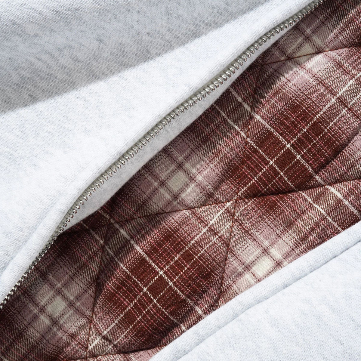 Butter Goods Plaid Lined Zip-Thru Hoodie - Ash image 2