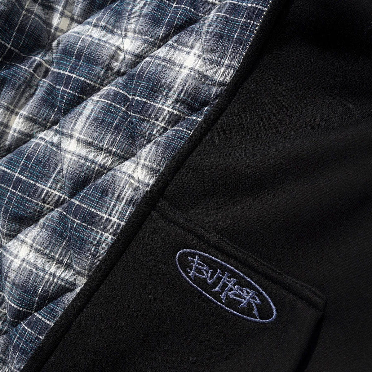 Butter Goods Plaid Lined Zip-Thru Hoodie - Black image 2