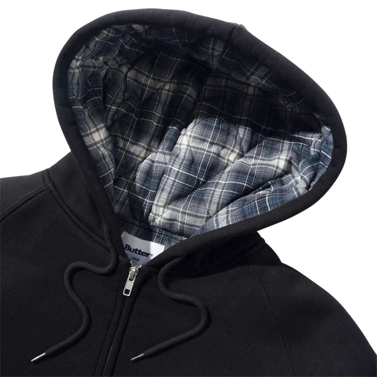 Butter Goods Plaid Lined Zip-Thru Hoodie - Black image 4