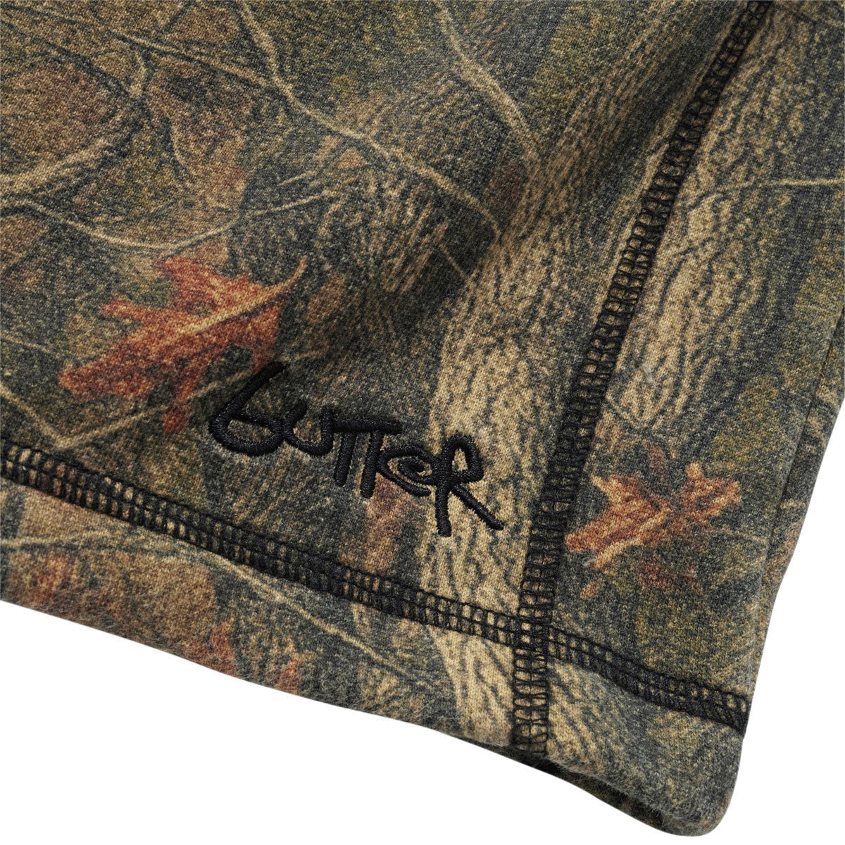 Butter Goods Overlock Stitch Fleece Shorts - Forest Camo image 3