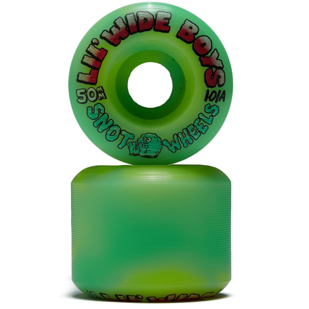 Snot Lil Wide Boys 101a Skateboard Wheels - Green/Yellow Swirl - 50mm image 2