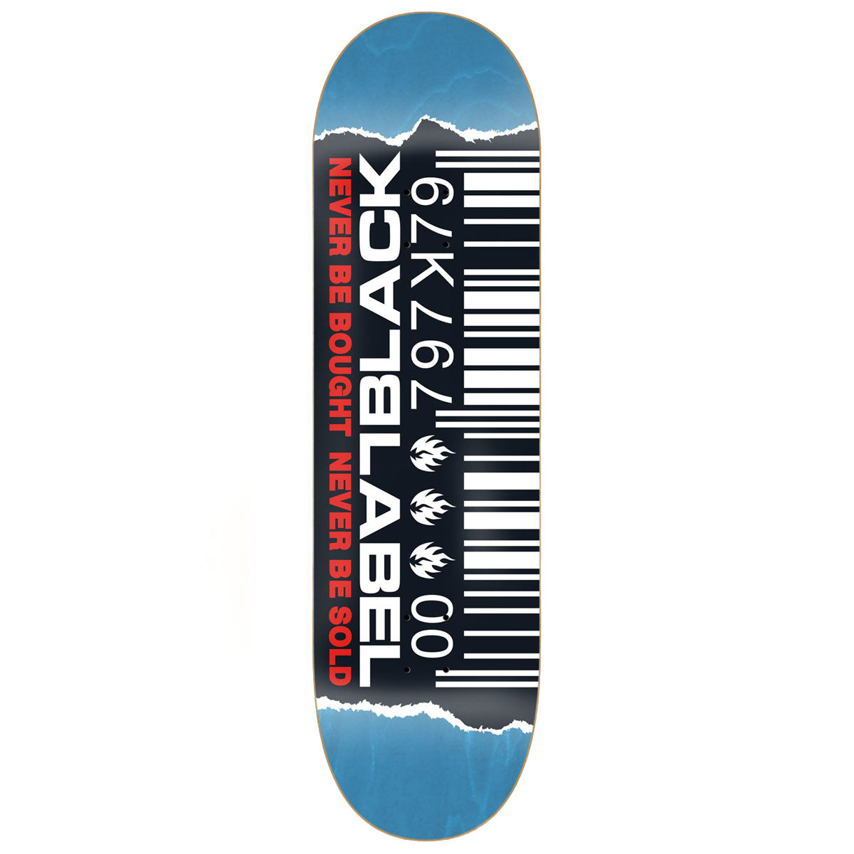Black Label Ripped Barcode Skateboard Deck - Assorted Stains - 8.25
