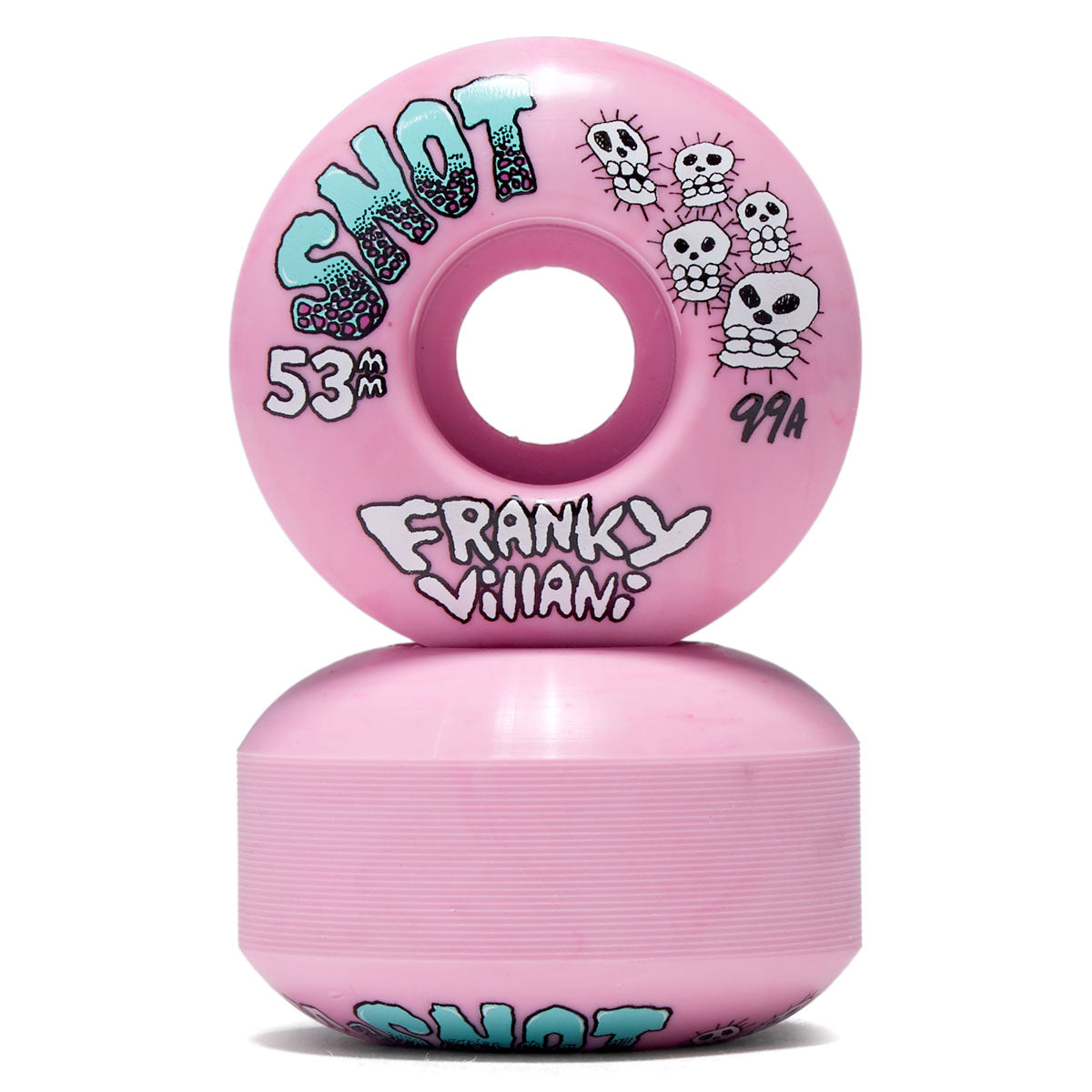 Snot Franky Villani Skulls 99a Skateboard Wheels - Pink - 53mm image 2