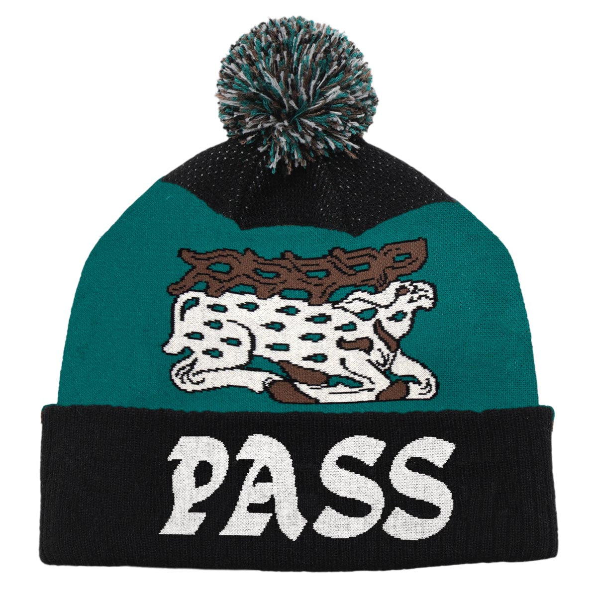 Passport Antler Pom Beanie - Black/Teal image 1