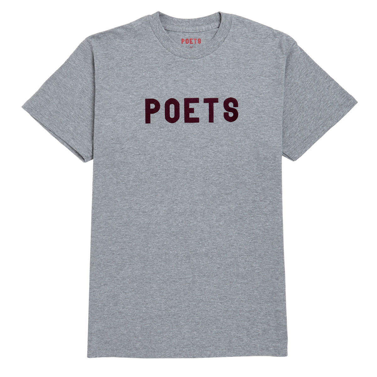 Poets OG Poets Flocked T-Shirt - Graphite Heather/Burgandy Flocking image 1