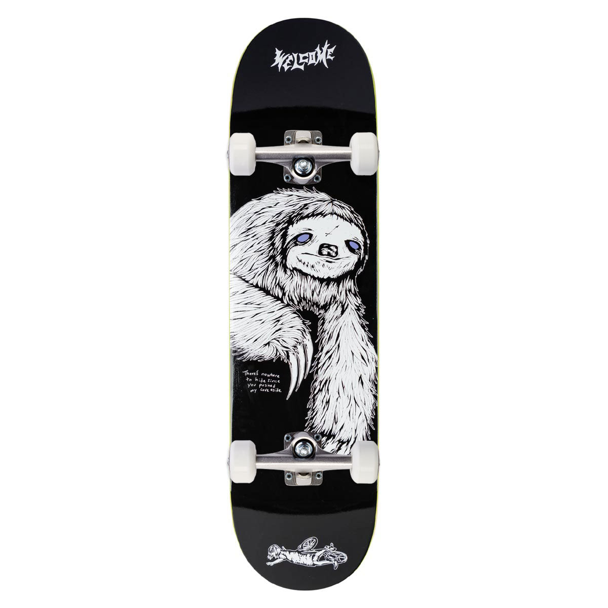 Welcome Sloth Skateboard Complete - Black/White - 8.25