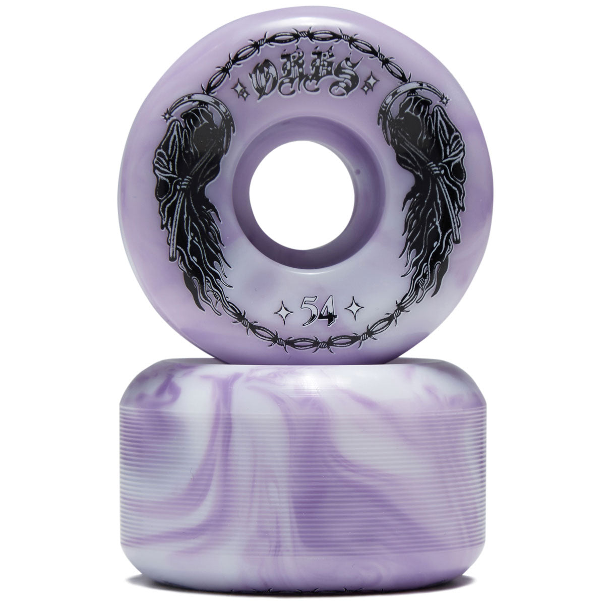 Welcome Orbs Specters Swirls Conical 99a Skateboard Wheels - Purple/White Swirl - 54mm image 2