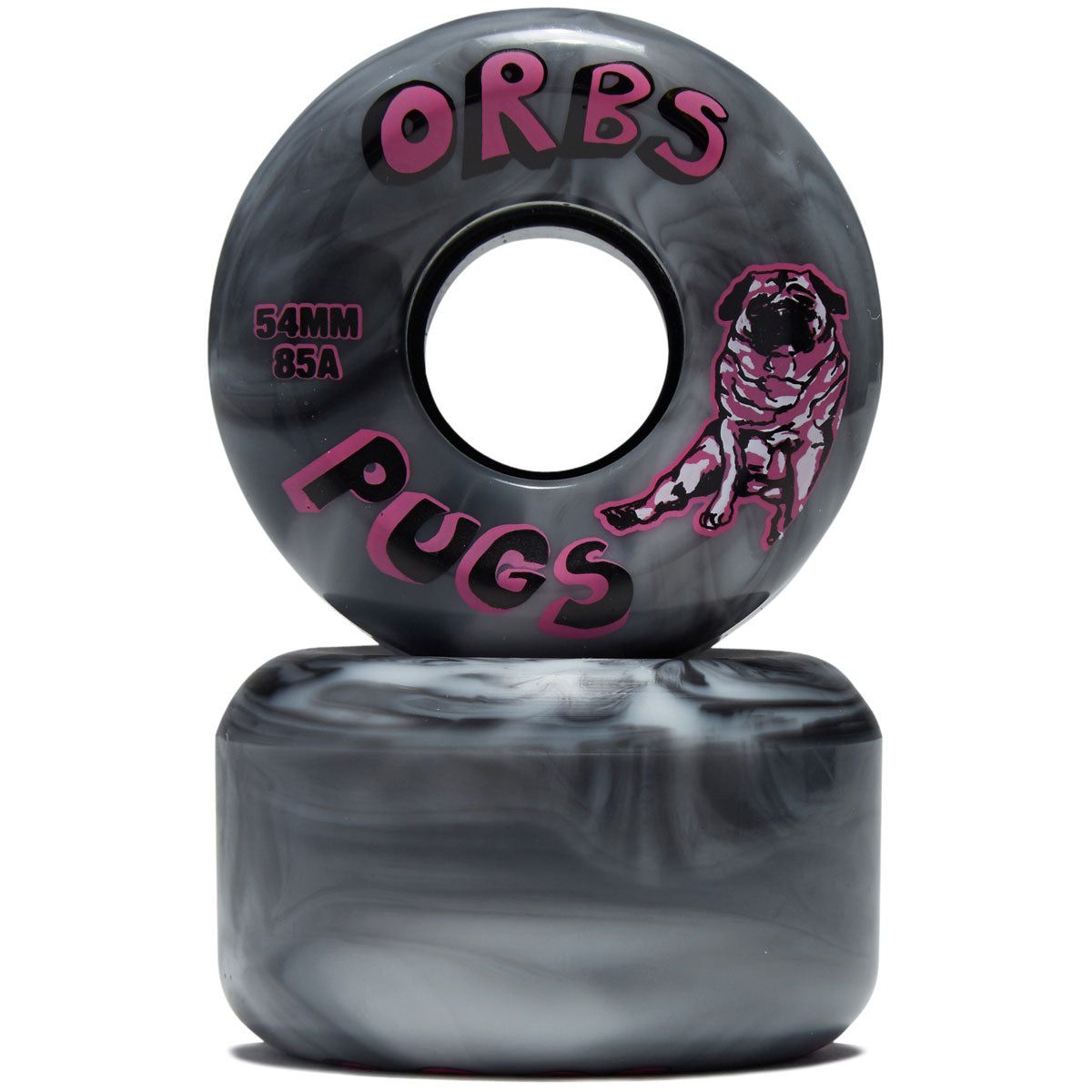 Welcome Orbs Pugs Swirls Conical 85a Skateboard Wheels - Black/White Swirl - 54mm image 2