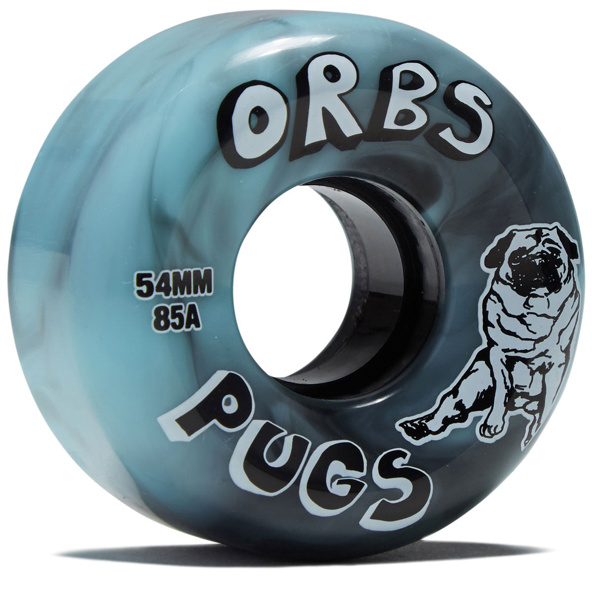 Welcome Orbs Pugs Swirls Conical 85a Skateboard Wheels - Black/Blue Swirl - 54mm image 1