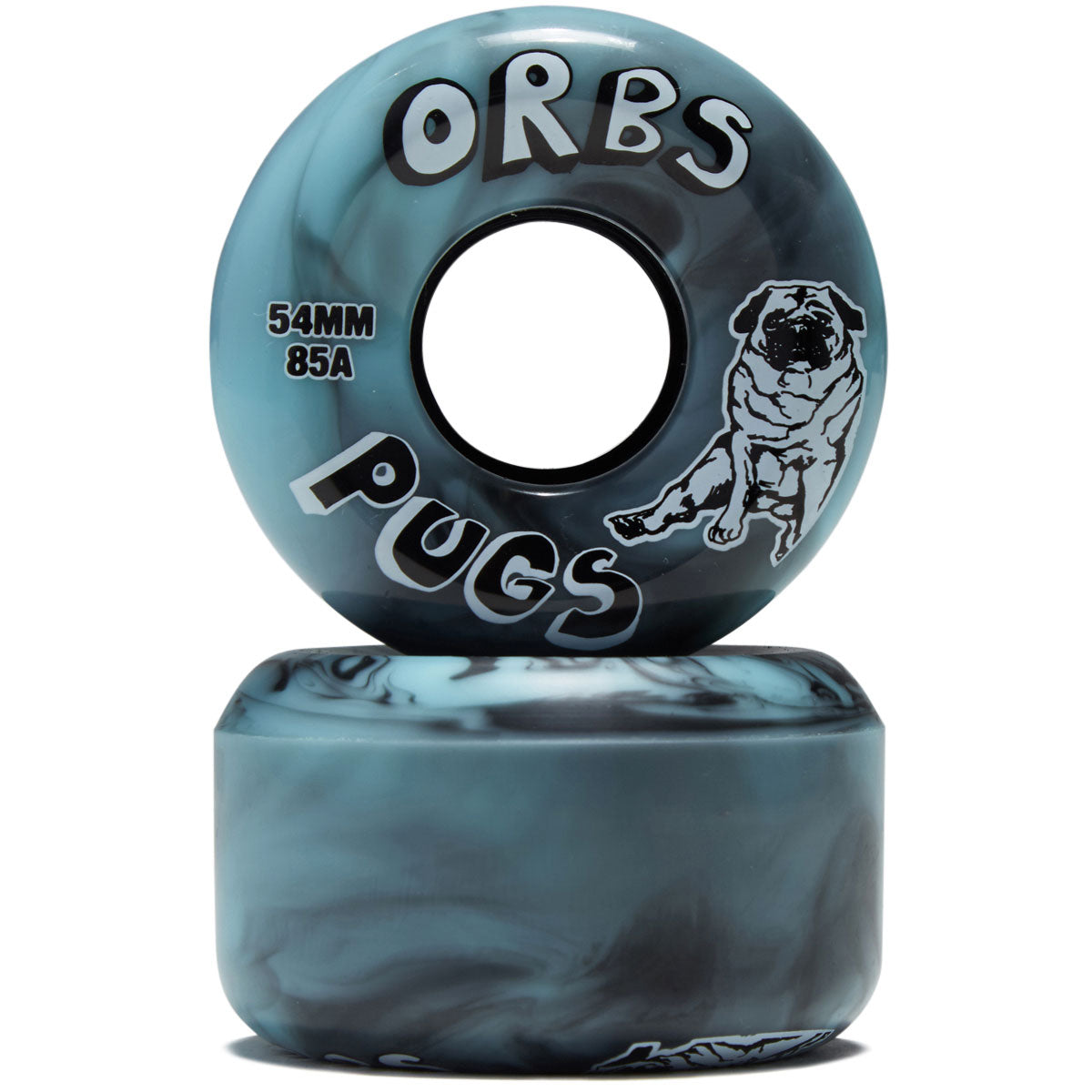 Welcome Orbs Pugs Swirls Conical 85a Skateboard Wheels - Black/Blue Swirl - 54mm image 2