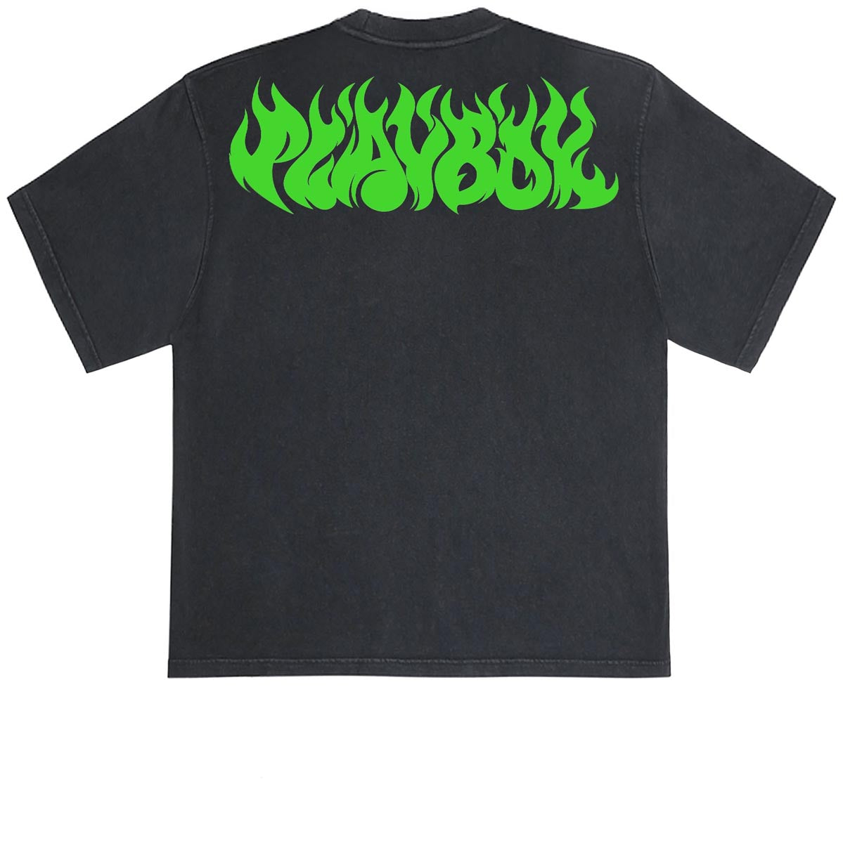 Color Bars x Playboy Flames 2.0 T-Shirt - Black/Slime Green image 2