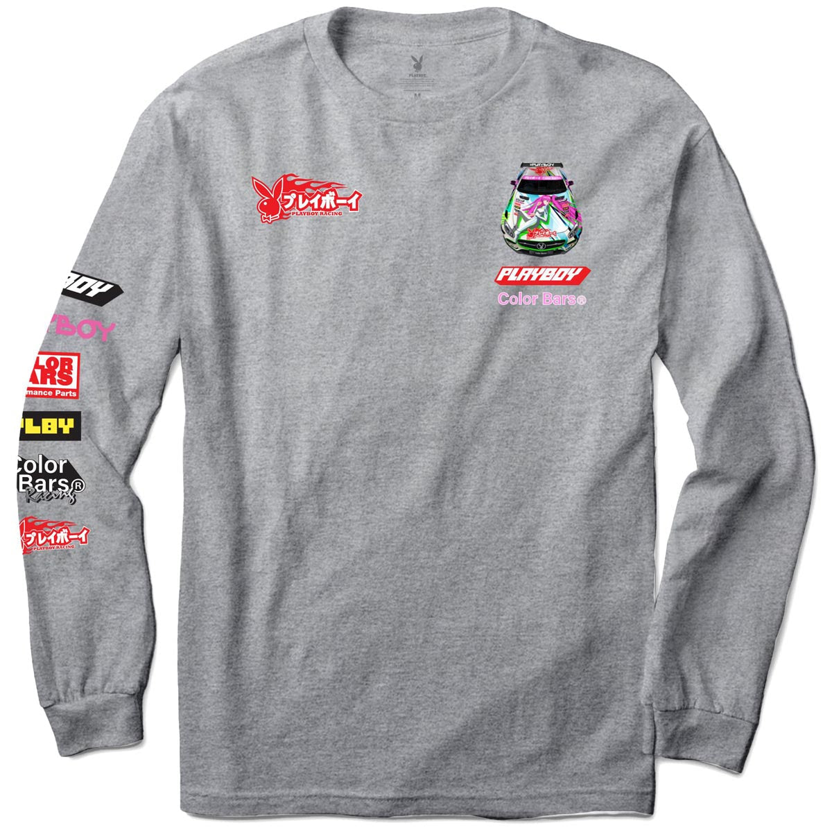 Color Bars x Playboy Sponsors Long Sleeve T-Shirt - Heather Grey image 1