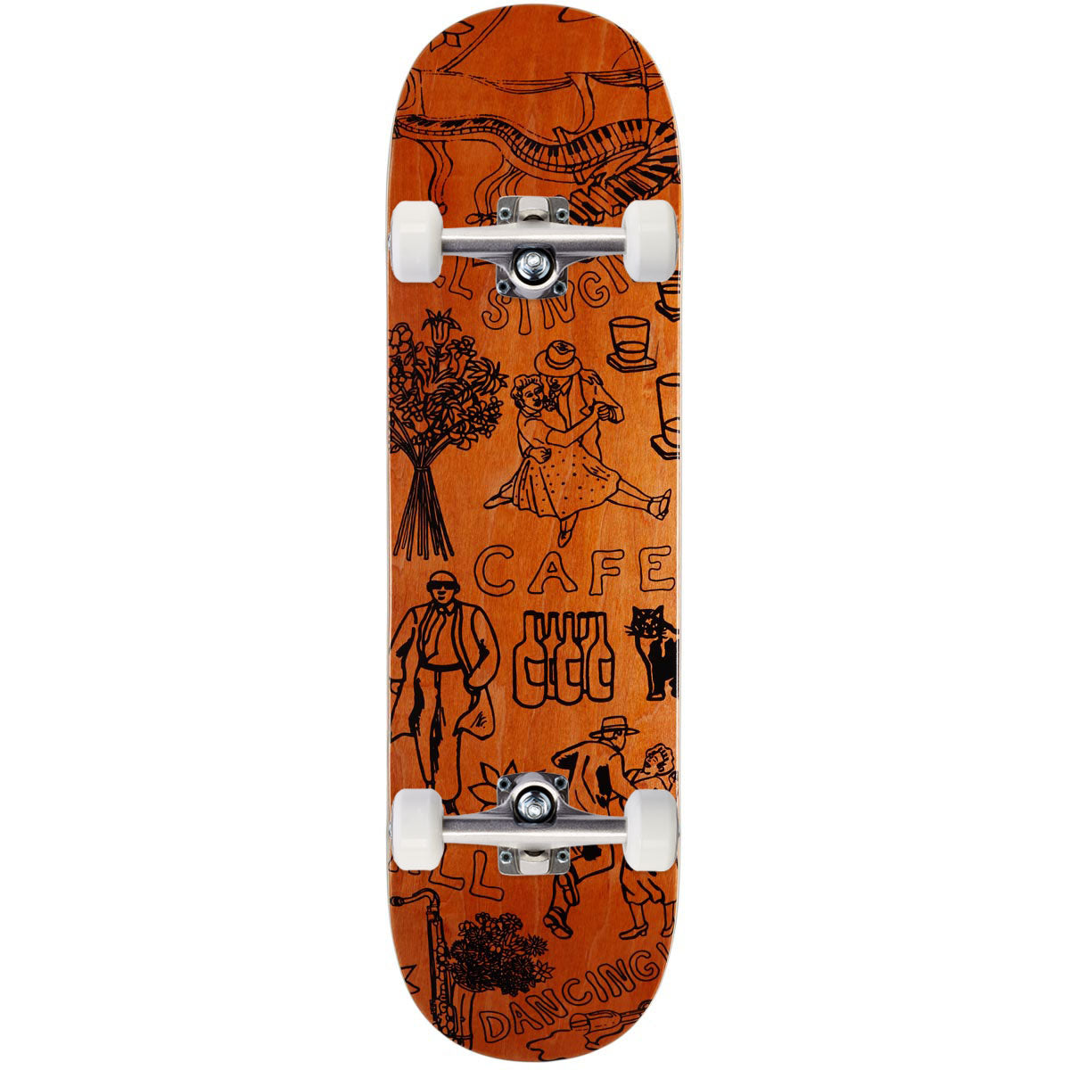 Cafe Gaurab Sketches C2 Shape Skateboard Complete - Orange - 8.50