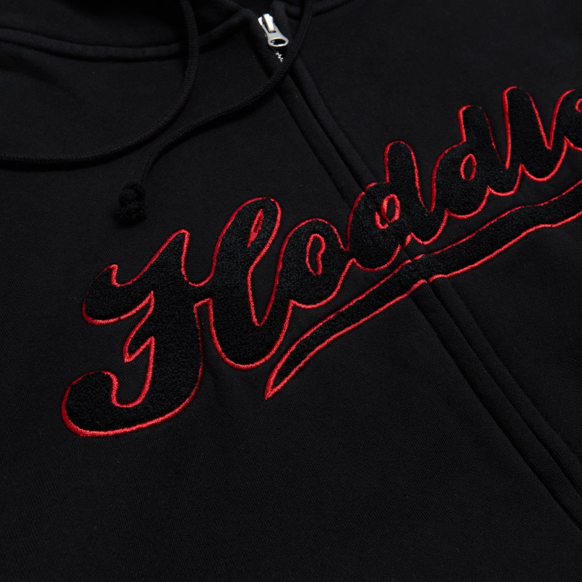 Hoddle Intarsia Script Zip Up Hoodie - Black image 2