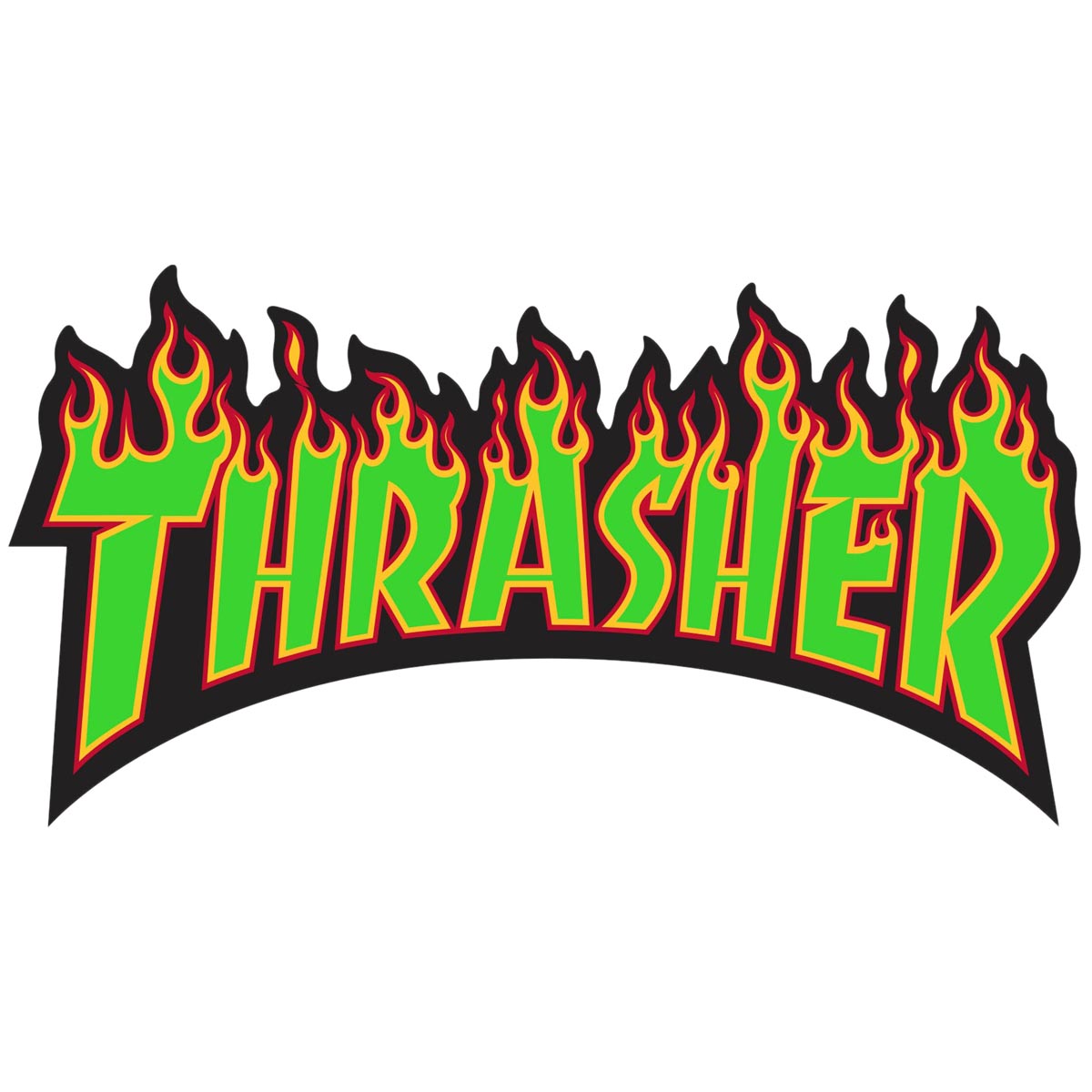 Thrasher Flame Logo Stickers - Green/Black image 1