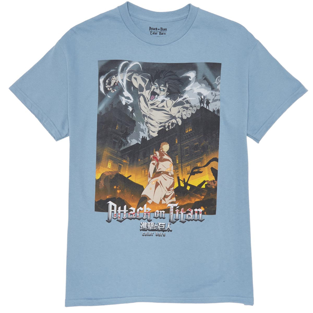 Color Bars x Attack on Titan Destroy T-Shirt - Stone Blue image 1