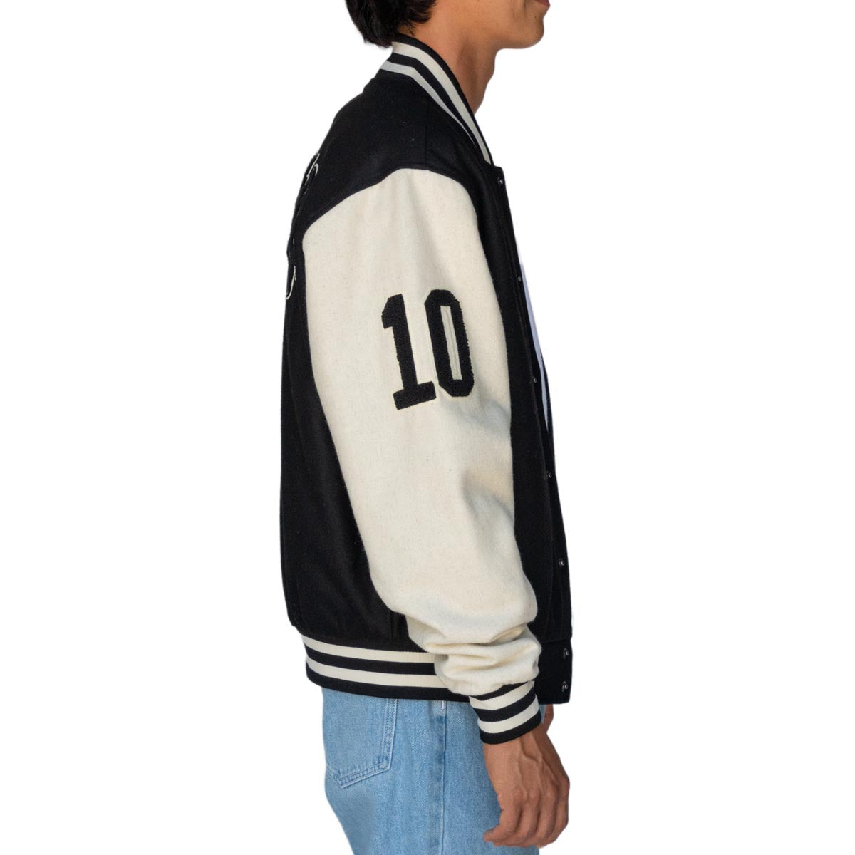 Welcome Barb Varsity Jacket - Black/Bone image 5