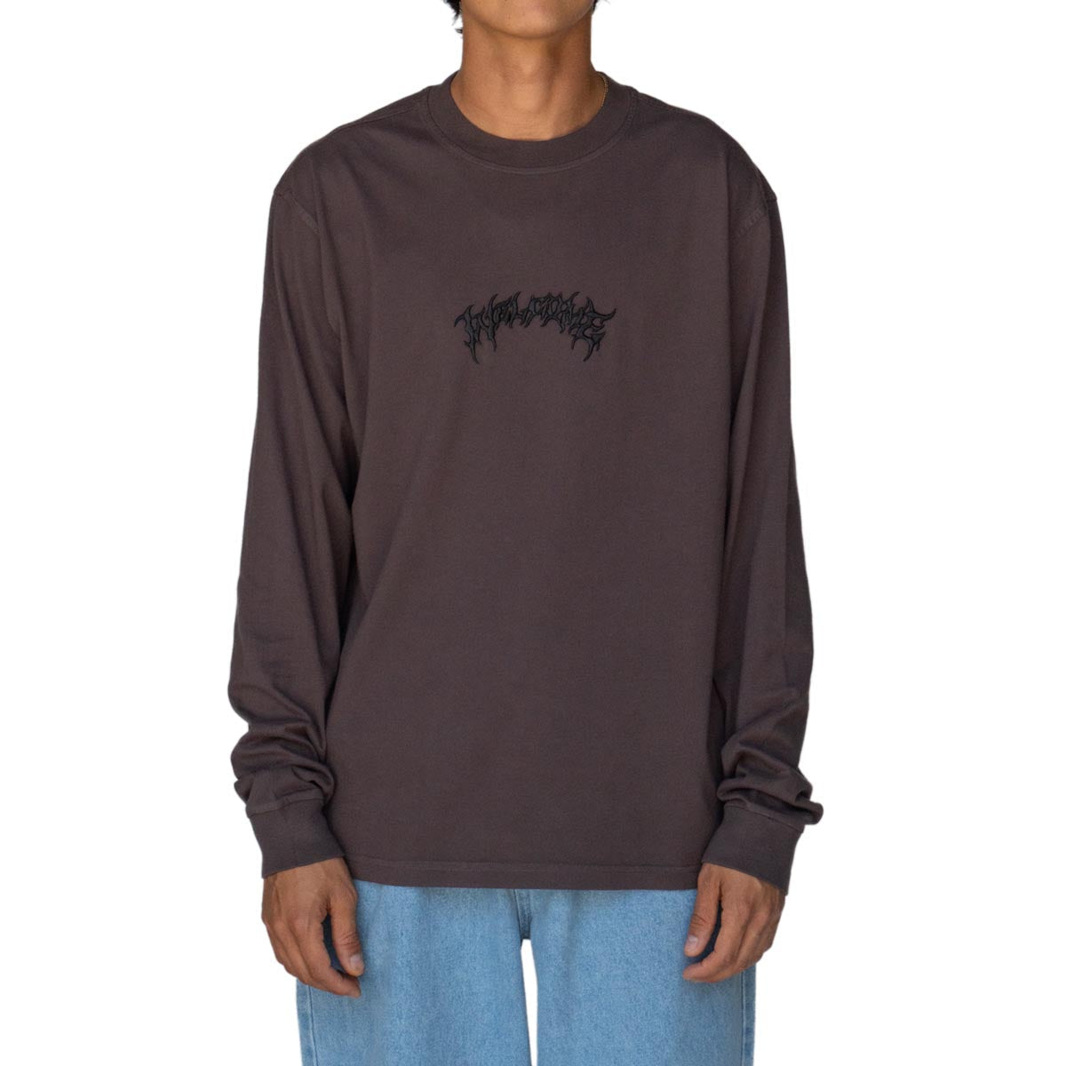 Welcome Barb Long Sleeve Garment Dyed Knit Shirt - Raisin image 1