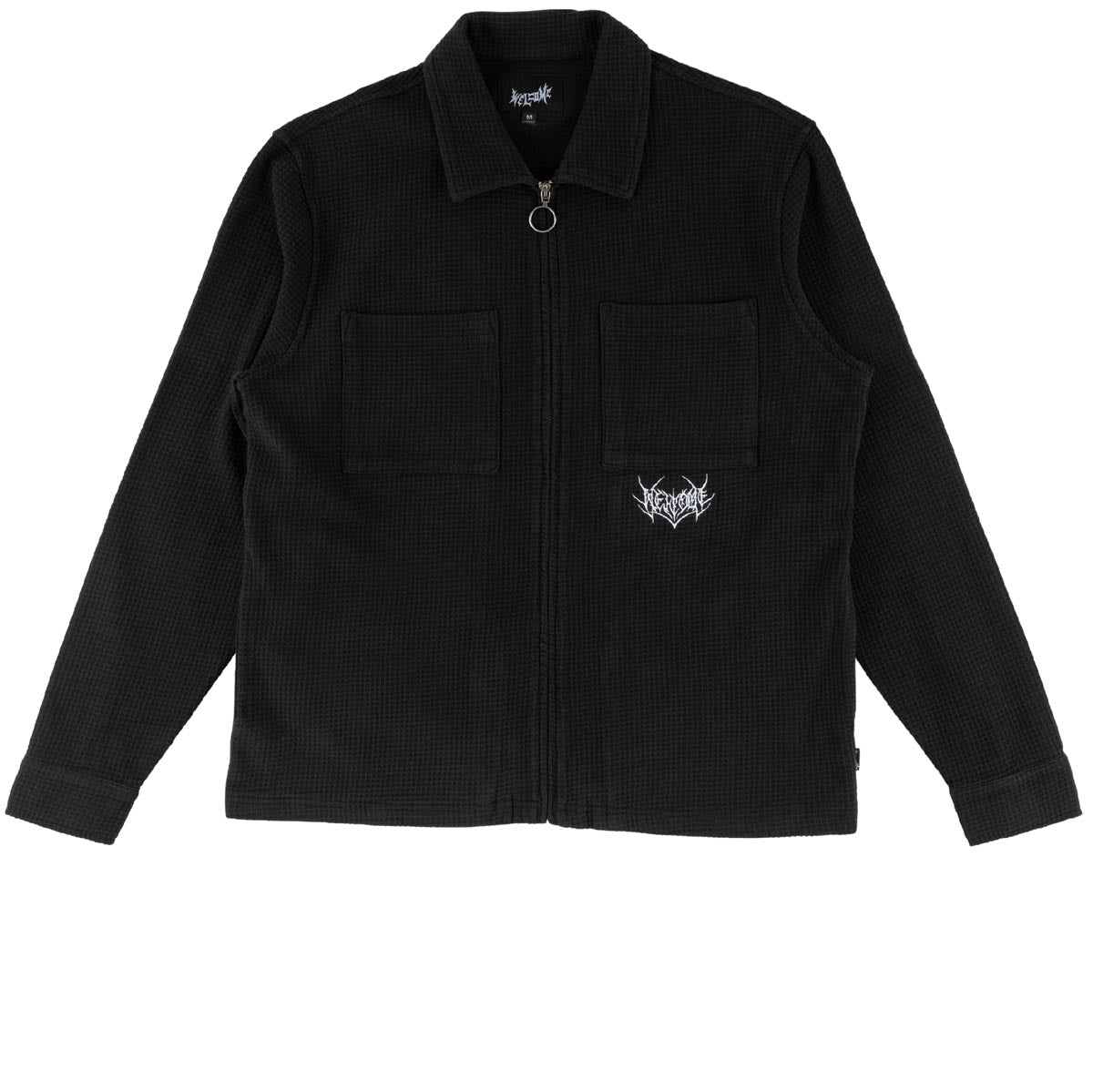 Welcome Sliver Waffle Knit Zip Shirt - Black image 1