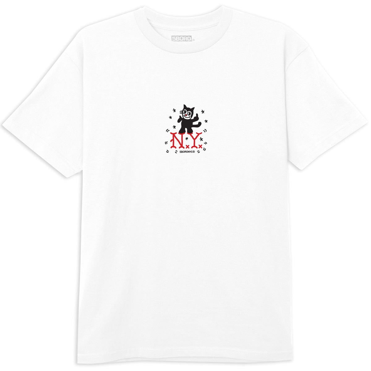 5Boro NY Cat T-Shirt - White/Black/Red image 1