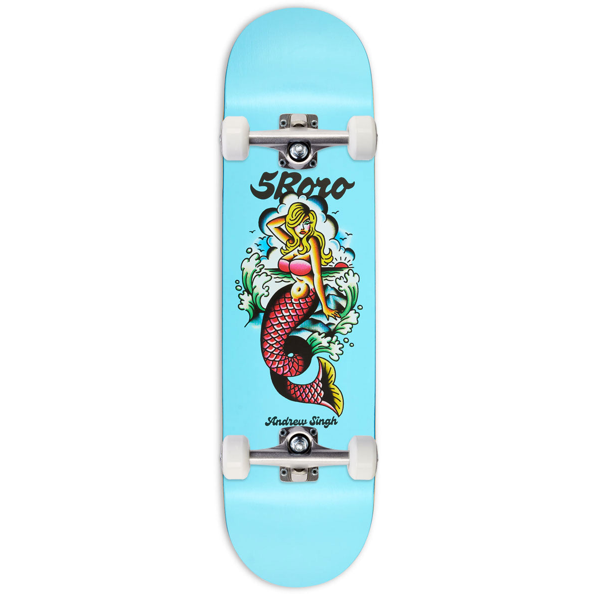 5Boro Andrew Singh Mermaid Skateboard Complete - Blue - 8.375