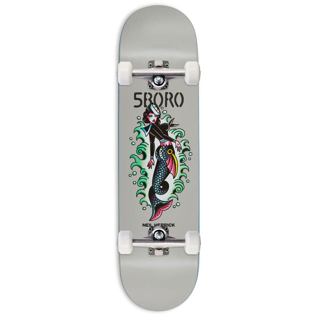 5Boro Neil Herrick Mermaid Skateboard Complete - Grey - 8.50