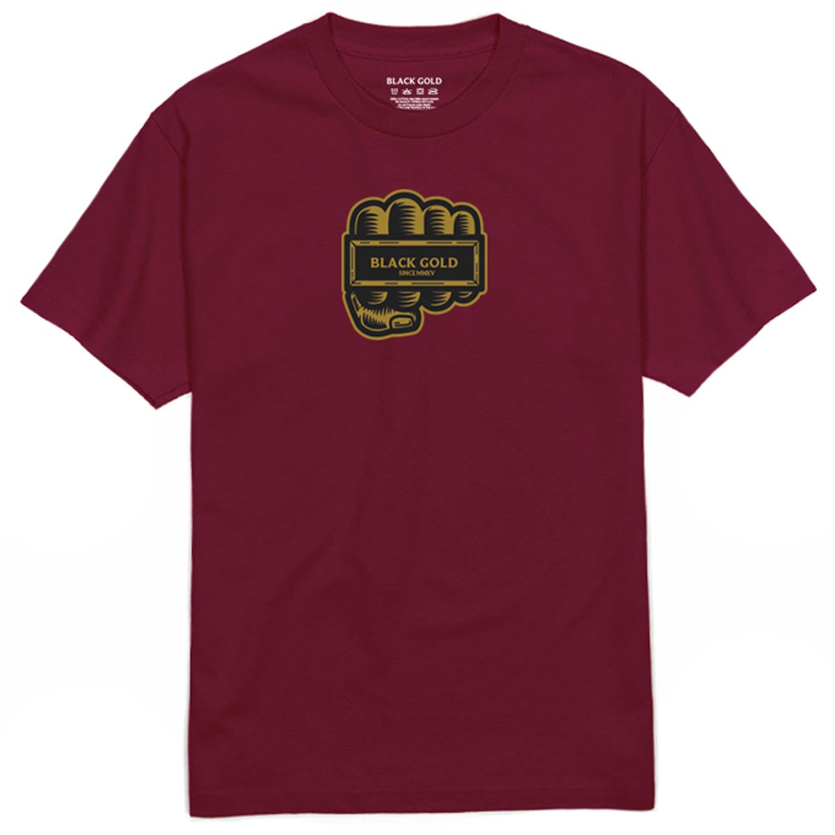 Black Gold 4 Finger Ring T-Shirt - Burgundy image 1