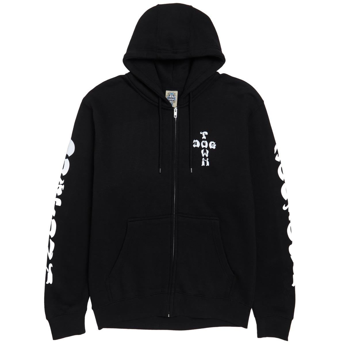 Dogtown Cross Logo Sleeve Print Zip Hoodie - Black/White image 1