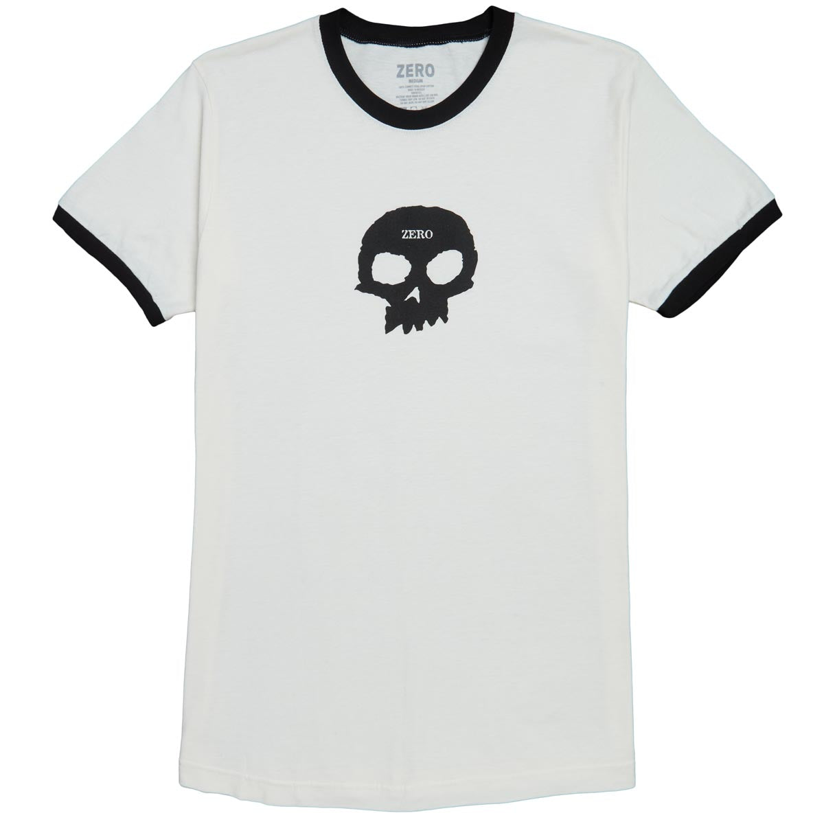 Zero Single Skull Ringer T-Shirt - White/Black image 1