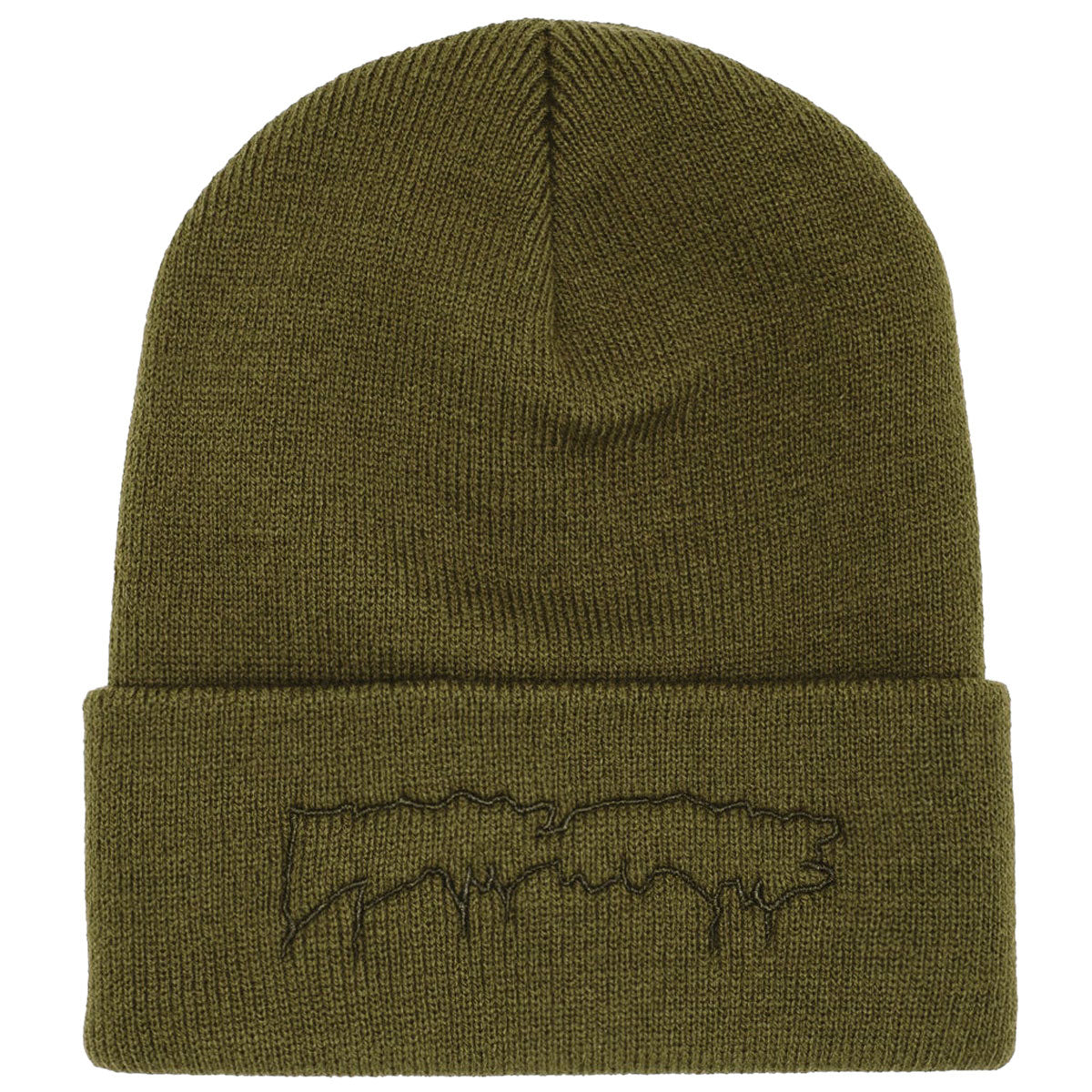 Fucking Awesome Drip Embroidered Beanie - Olive image 1